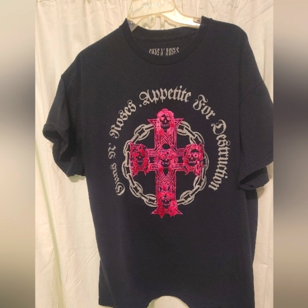 Guns n Roses t shirt 2xl mens Black With Pink Cross Appetite For Destruction